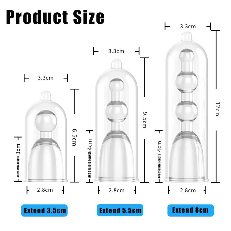 3 Sizes Reusable Condoms Lengthen Penis Enlargement Extend 3.5-8.0cm Penis Extension Sleeves Cock Extender Sex Toys for Man