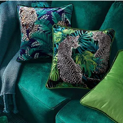 Short Plus Throw Pillow Case Mid Century Leopard Tropical Rain Forest Cushion Covers for Home Sofa Chair Decorative Pillowcases