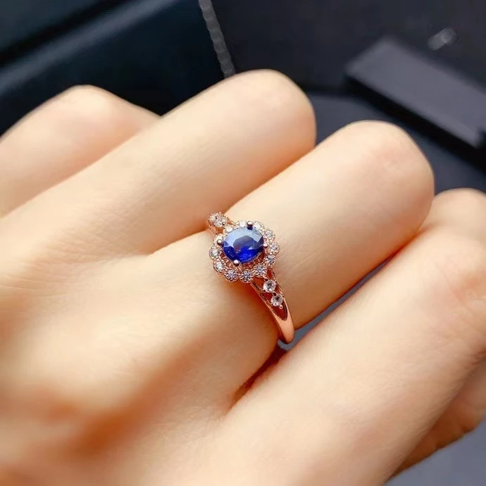 KJJEAXCMY fine jewelry S925 sterling silver inlaid natural sapphire new girl lovely gemstone ring support test Chinese style