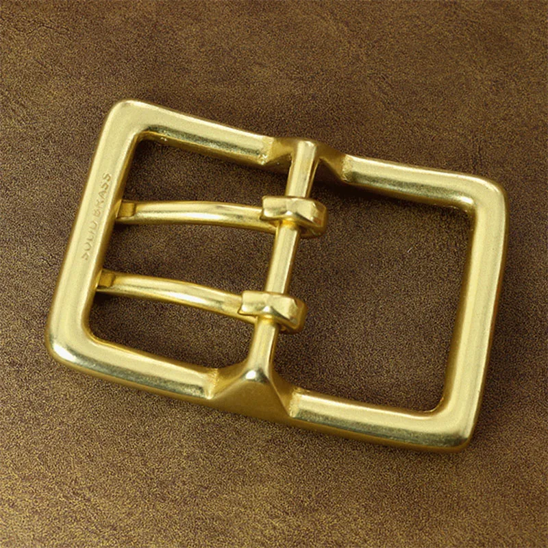 40/45/50/55mm Solid brass Belt Buckle Double Pin two pins 2 Prongs Super wide and thick DIY Leathercraft Hardware Buckles