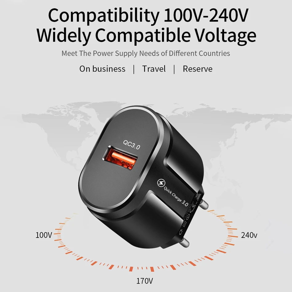 EU 미국 USB 전화 충전기 빠른 충전 3.0 삼성 S9 화웨이 전화 태블릿 5V 3A 범용 충전기에 대 한 보조베터리 대 한 빠른 충전