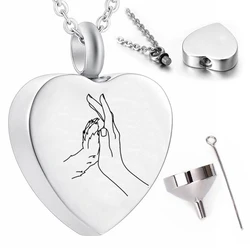 Cremation jewelry heart pendant necklace owner and pet pattern souvenir ashes urn jewelry to commemorate beloved pet