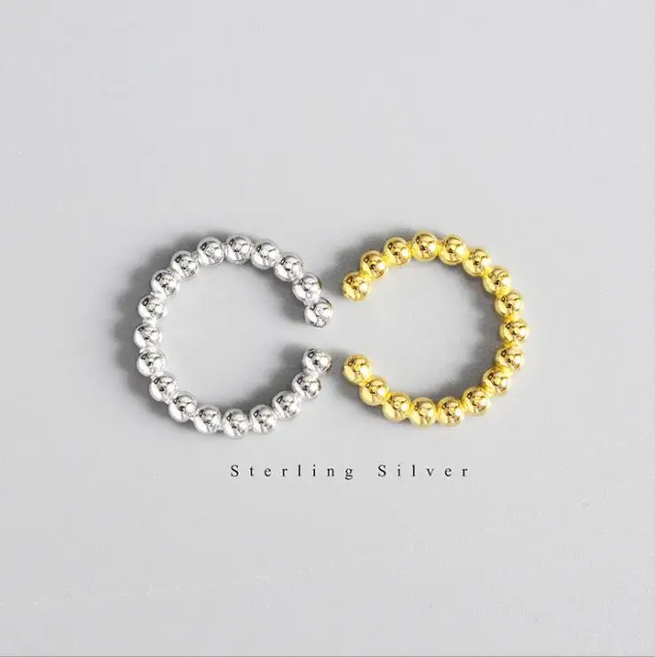 New Simple Small Fresh Light Bead Female 925 Sterling Silver Jewelry Personality Sweet Round Bead Popular Opening Rings TYB465