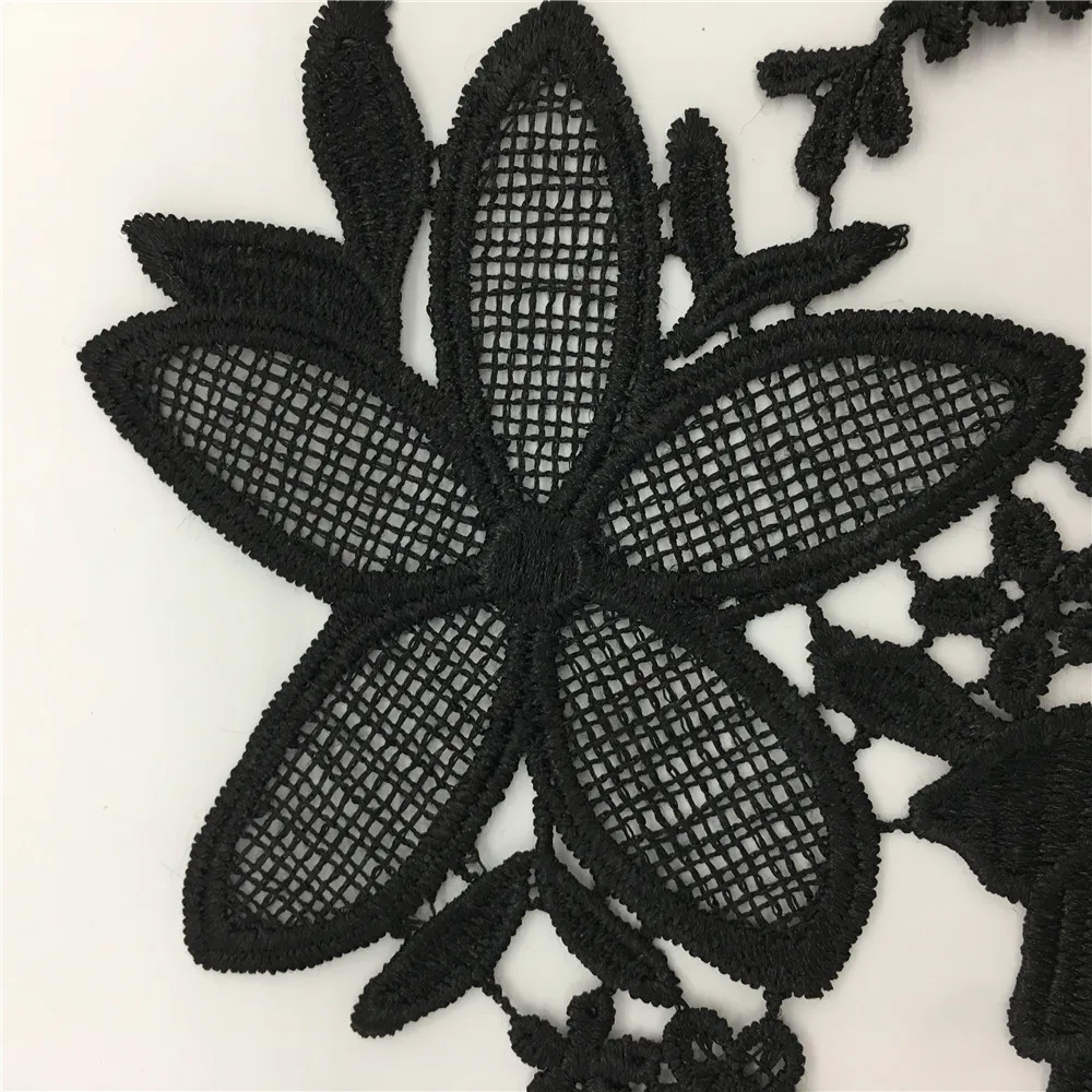 Fashion style Embroidery Black Applique Lace Collar Sewing Lace Fabric DIY Neckline Dresses Accessories A pair of sale YL258