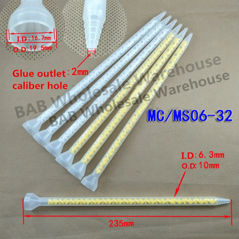 

50 Pcs/lot Resin Static Mixer MS06-32 Bell mouth inlet Mixing Nozzles For Duo Pack Epoxies Yellow and White for choose