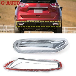 1Pair Car Chrome Silver Rear Trim Molding Car Decorations Fog Light Lamp Cover For Nissan Rogue X-Trail (T32) 2014 2015