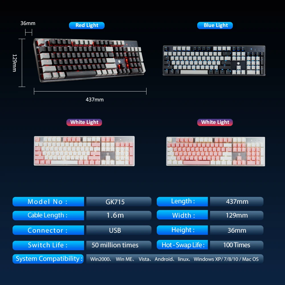 Imagem -06 - Teclado Profissional para Jogos Hexengrenagens Gk715s 104 Teclas Interruptor de Caixa Kailh Pbt Teclas Mecânicas com Iluminação Rgb