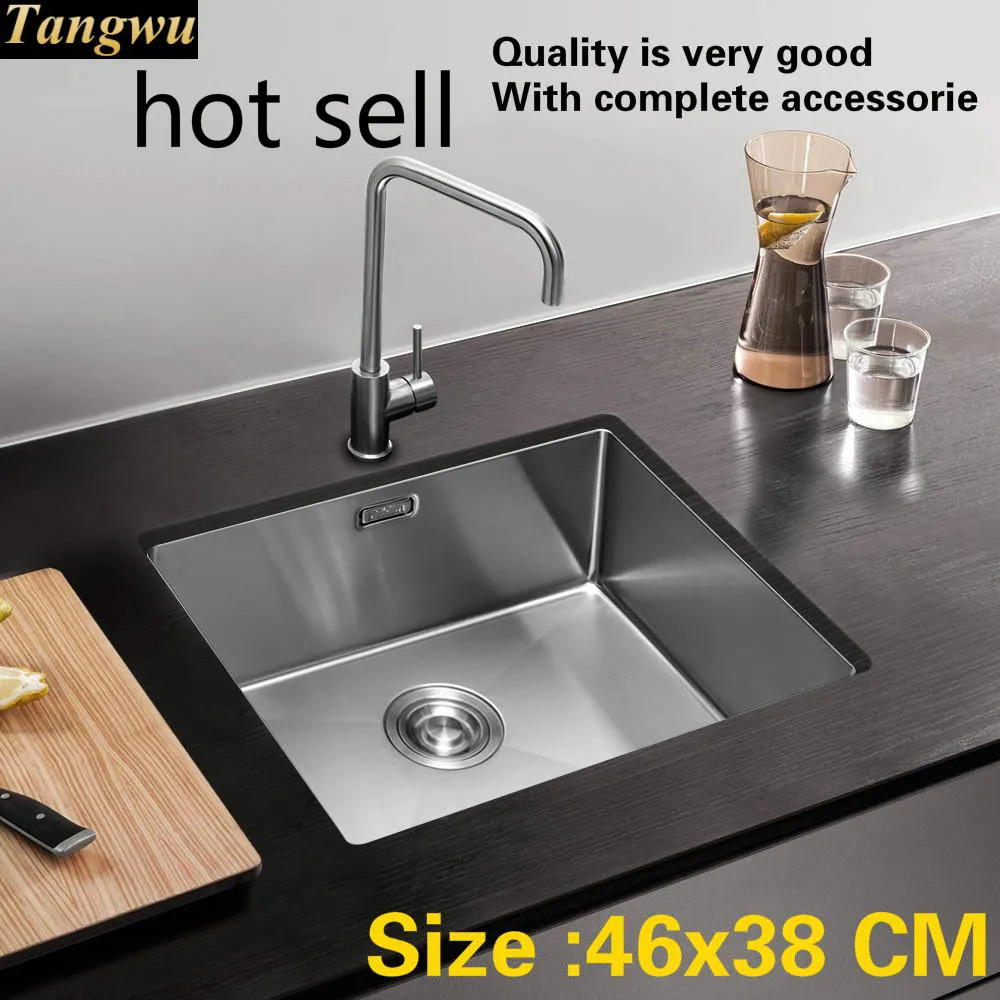 

Free shipping Fashion trumpet kitchen manual sink single trough food grade 304 stainless steel mini hot sell 46x38 CM