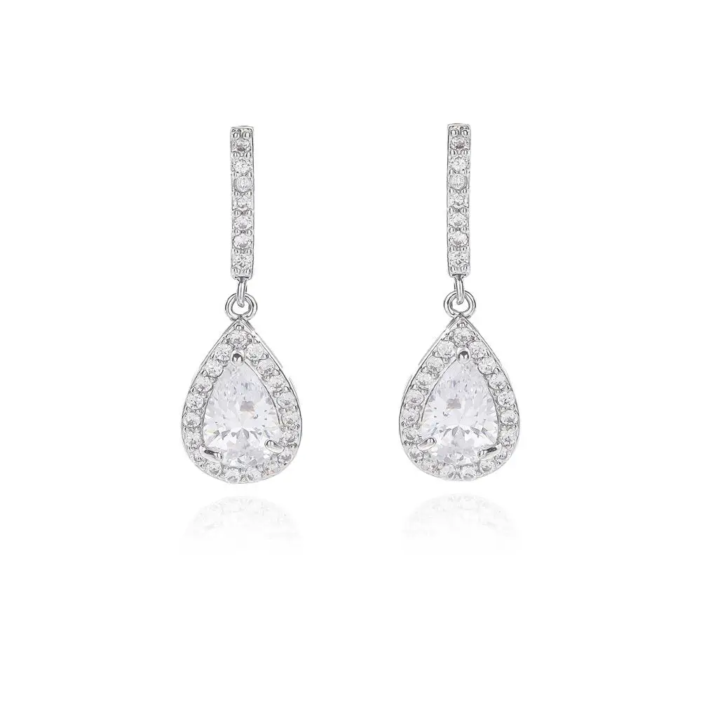 

Classic Cubic Zircon Drop Earrings for Wedding, Crystals Dangle Earring for Bride, Women Girl Gift CE10048