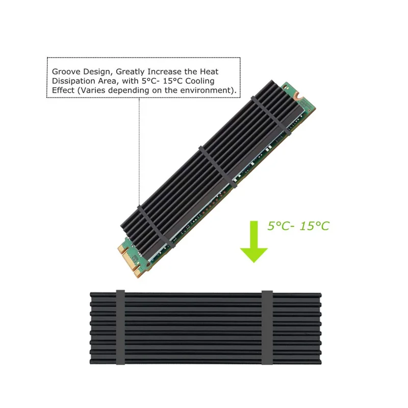 5 peças younuon dissipadores de calor de alumínio para pcie nvme m.2 2280 ssd com almofada térmica de silicone, radiação de barbatana de resfriamento de memória para laptop diy