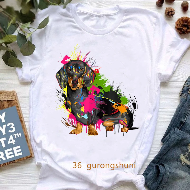 

Dachshunds/Pug/French Bulldog Animal Print Women Tshirt Harajuku Shirt Merry Christmas Dog Lover T-Shirt Femme Summer T Shirt