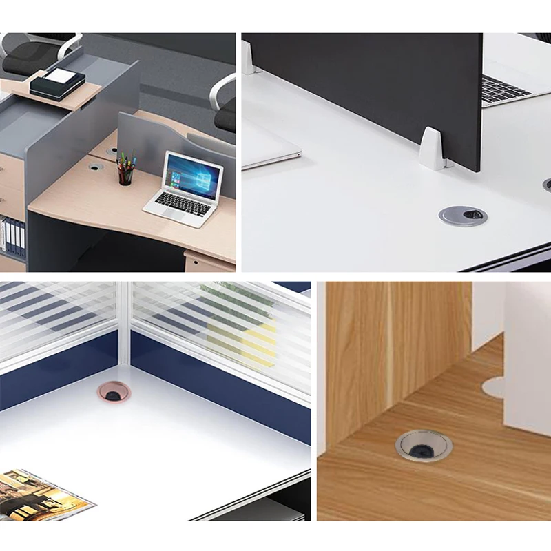 1 Piece Zinc Alloy Office Desk Threading Box Thickened Desk Writing Desk Computer Desk Line Box Hole Cover