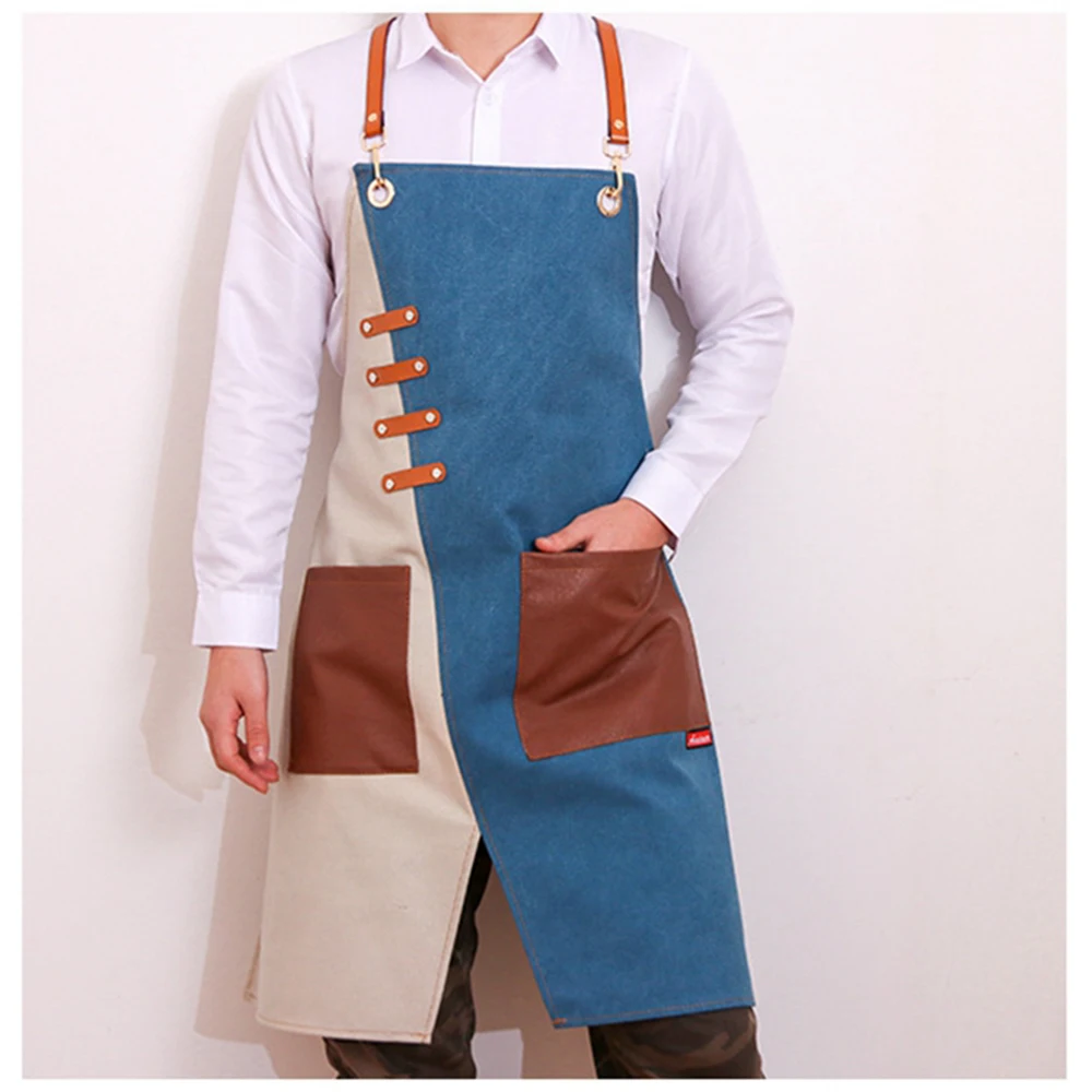 Korean Style Denim Apron for Men and Women, Waist Custom Logo, Work Clothes for Barber, Cafe, Shop, Waiter, Factory Wholesale