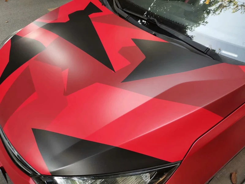 Large Black Red Camouflage Vinyl Film Colour Change DIY Styling Sticker Car Wraps Foils with Air Release Bubbles