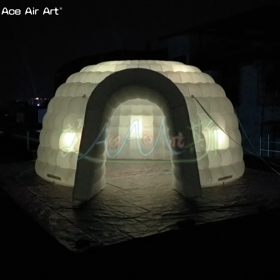 Grande tente igloo gonflable colorée à LED, Script lumineux, chapiteau, station de fête pour salons commerciaux