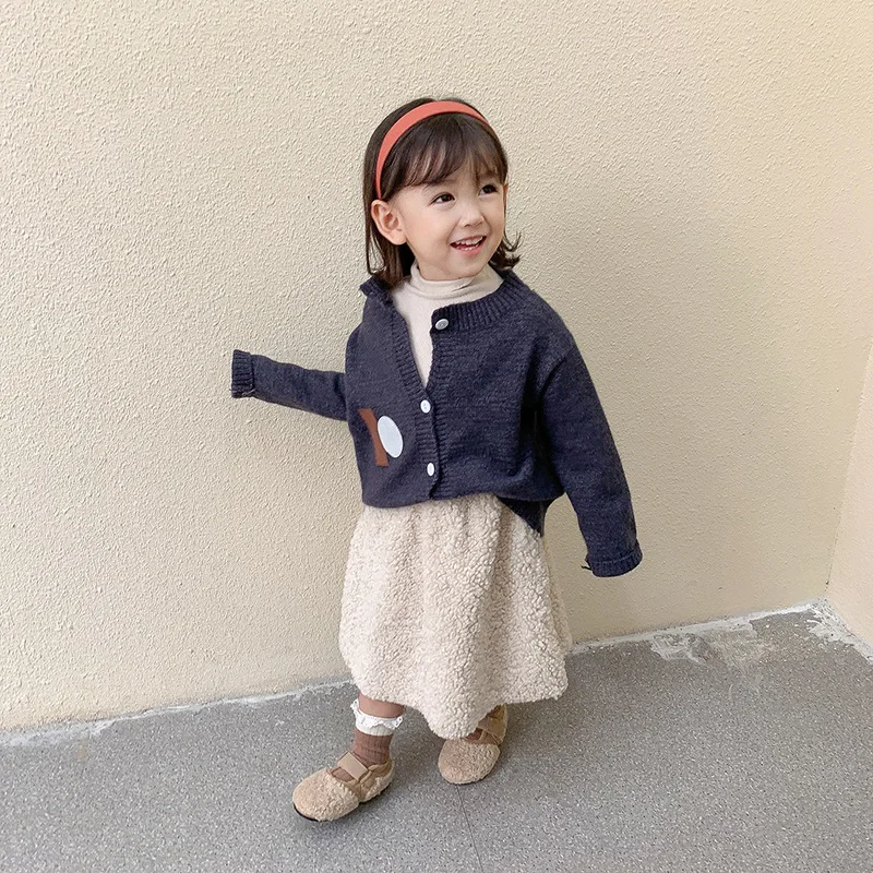 Girls\' 2022 Autumn And Winter New Looped Wool Skirts Children\'S Skirts Thickened Western-Style Little Girls Skirts