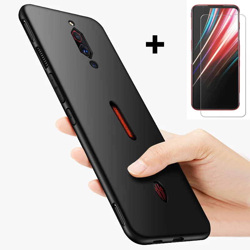 For ZTE Nubia Red Magic 5S Case + Screen Protector Redmagic 5S back cover case For Nubia Red Magic 5S tempered Glass film