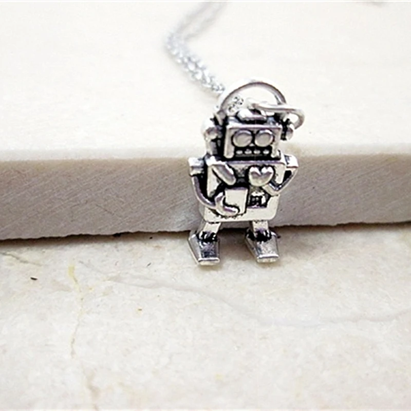 3D Tiny Robot Necklace Science Geekery Nerd Jewelry Minimal Oddities Necklace Cute Cartoon Necklace Teen Girl Gift Robot