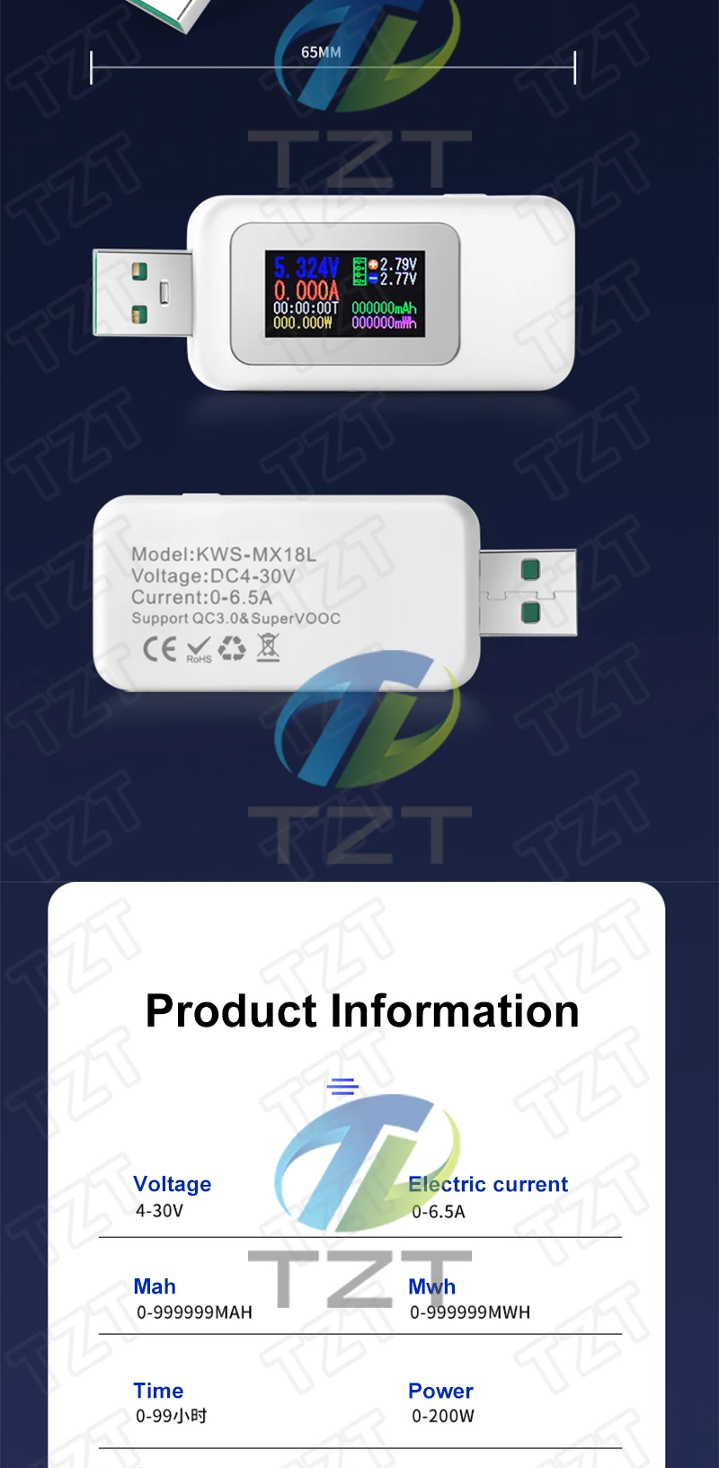 10-in-1-USB-Tester DC Digital Voltmeter Amperimetro Strom Spannung Meter Amp Volt Amperemeter Detektor Power Bank Ladegerät Anzeige – Detail 9