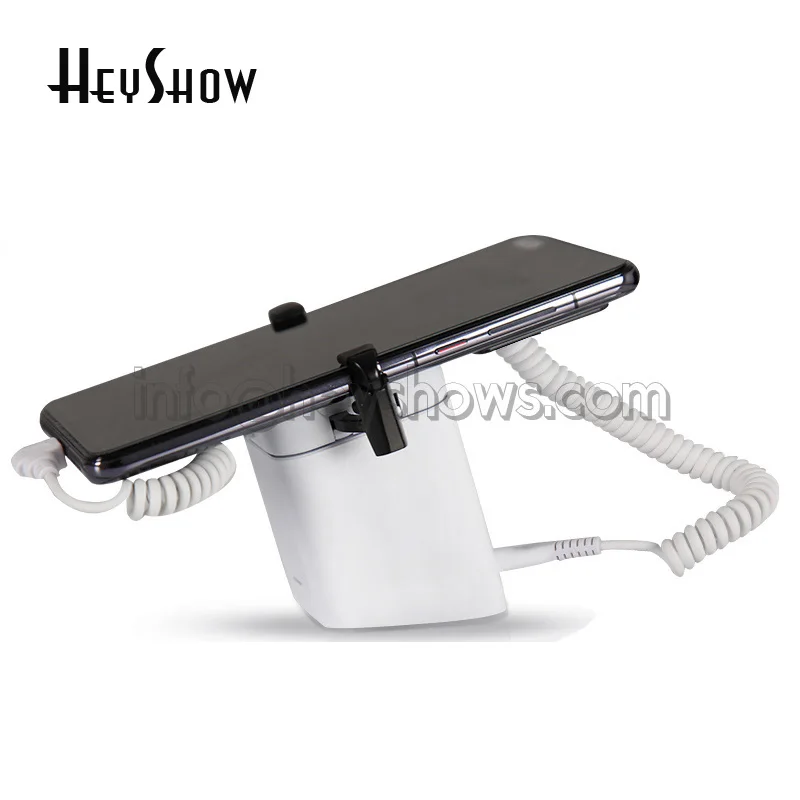 

Charging Mobile Phone Security Display Stand iPhone Burglar Alarm System White Phone Anti-Theft Holder For Exhibition With Claw