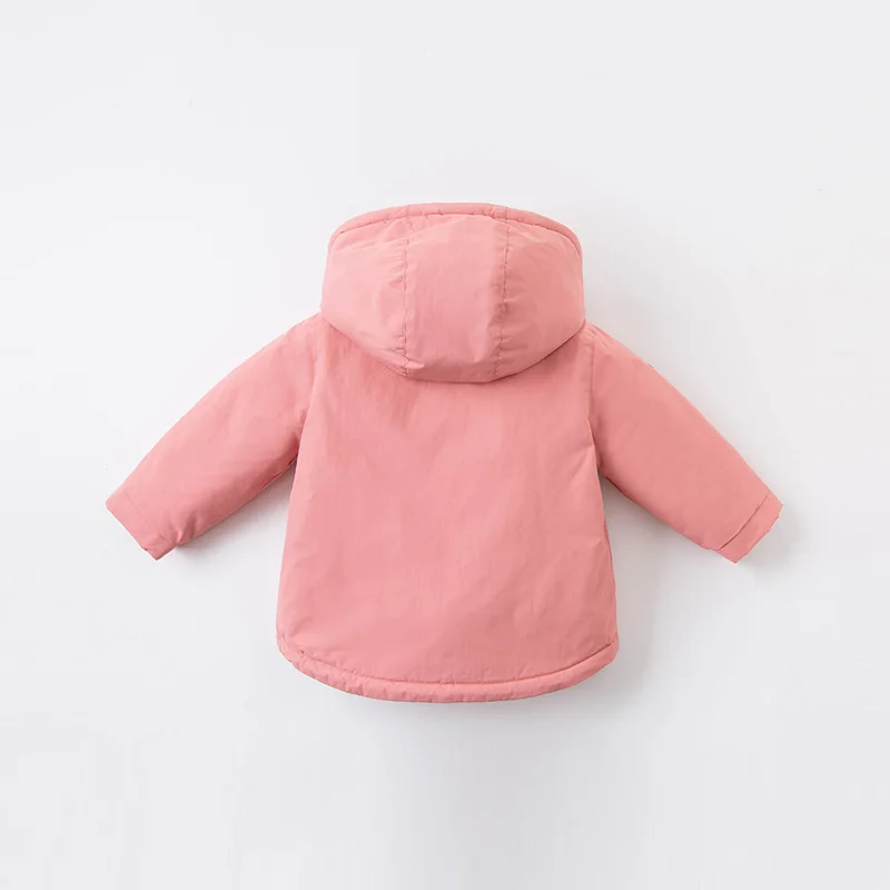 DB16285 dave bella winter baby unisex fashion solid pockets padded hooded coat children tops infant toddler outerwear