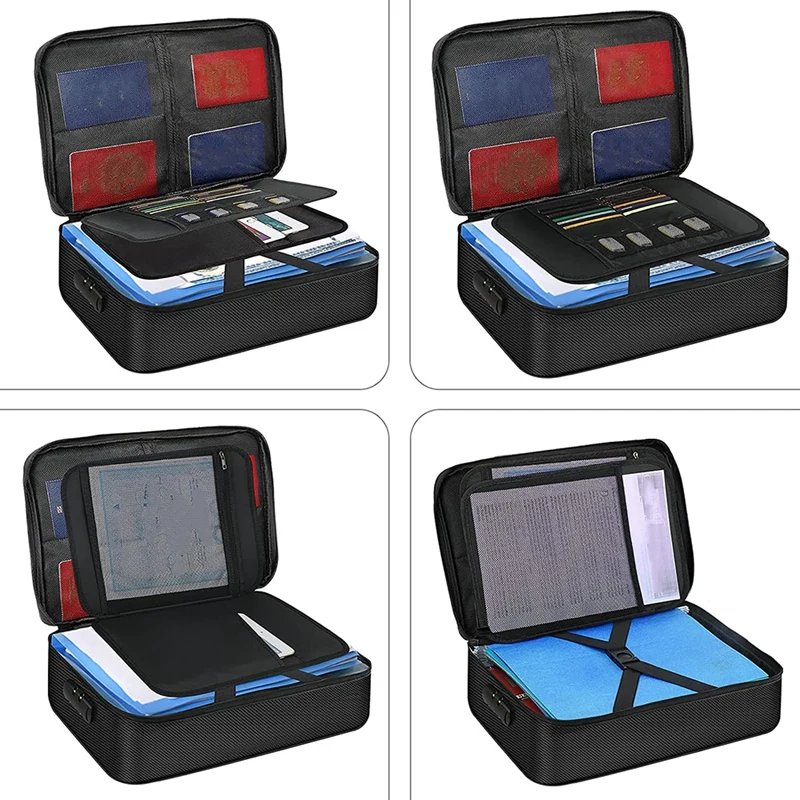 Borsa per Organizer borsa per documenti ignifuga con serratura porta archiviazione portatile per documenti certificato passaporto