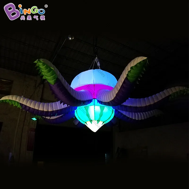 Decorative 3 meters inflatable octopus shape flower with LED lighting for decoration / Hanging flower balloons toys