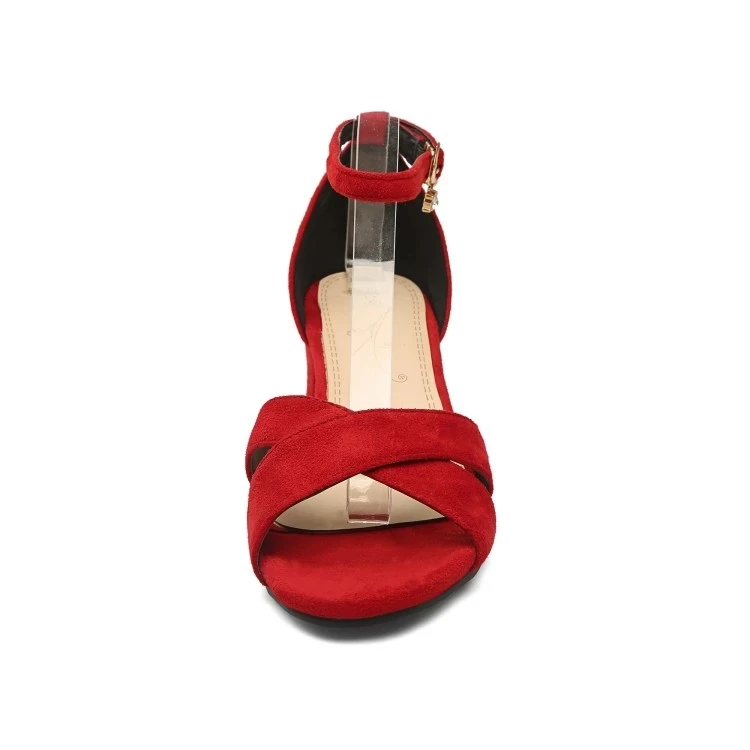 Plus Size 12 13 14 15 16 high heels sandals women shoes woman summer ladies Suede crossed sandals with thick heels