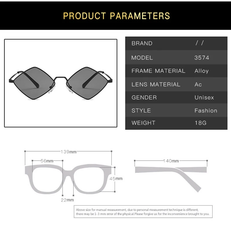 Gafas De Sol De Metal con rombos para mujer, lentes irregulares Vintage con montura pequeña, Uv400, 2024