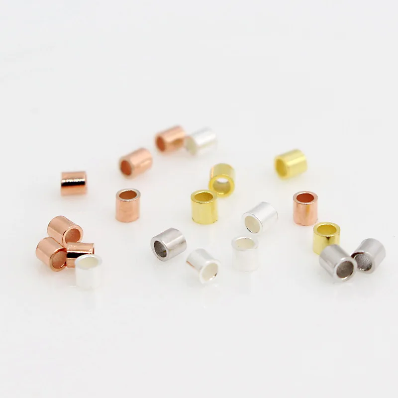 20pcs/lot 1.5mm 2mm 925 Sterling Silver Crimp Beads Tube Crimp End Beads Stopper Beads for DIY Jewelry Making Findings Supplies