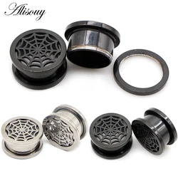 Alisouy 2pcs Stainless Steel Pulley Net Screw Ear Tunnels Plugs Stretcher Expander Earring Gauges Flared Body Piercing Jewelry