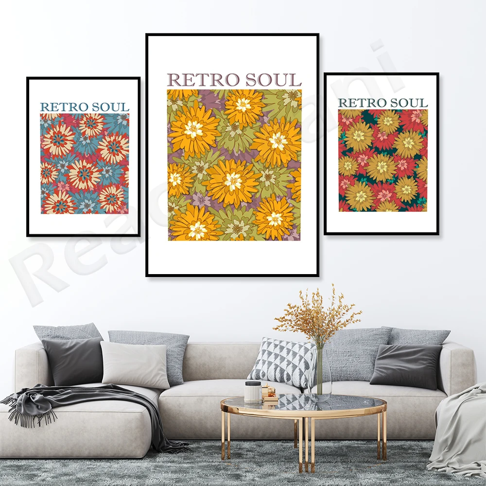 Retro 70s art print, retro soul wall decoration, retro flower art 70s hippie poster, retro flower retro soul poster
