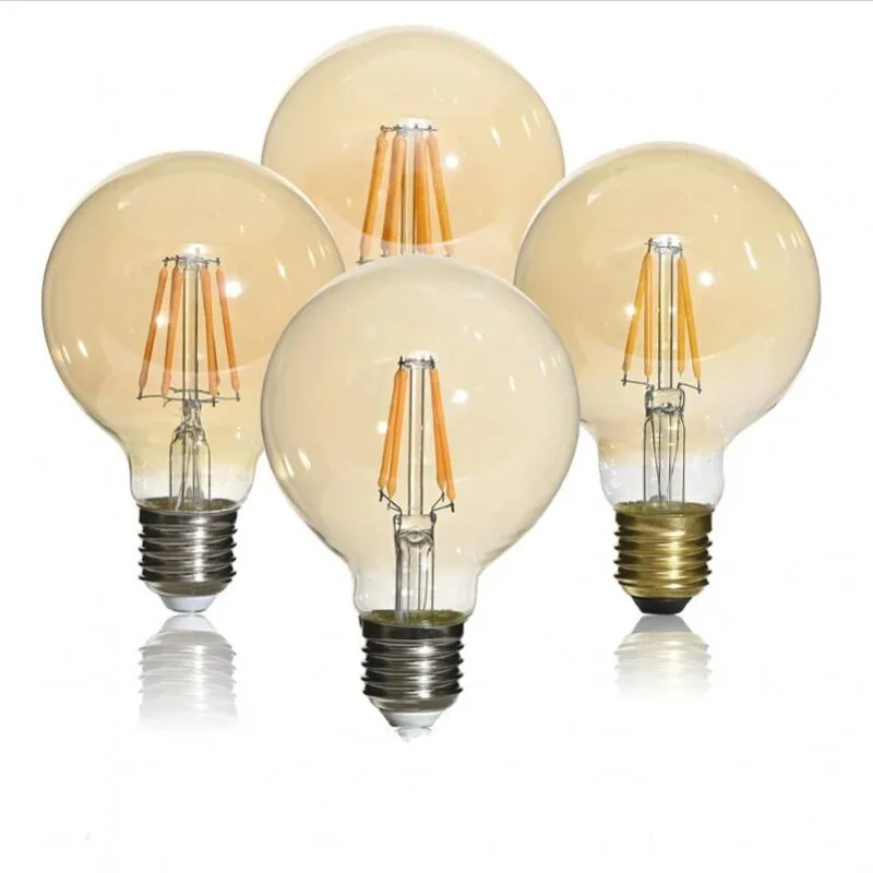 

Edison Led Filament Bulb G80 G95 G125 Big Global light bulb 4W 6W 8W filament bulb E27 Light Brown indoor lamp AC220V