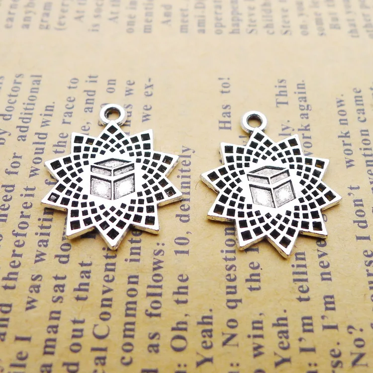 15pcs/Lot 18x22mm Sunflower Alloy Charms Antique Silver Color Flower Pendants for DIY Jewelry Making Charm