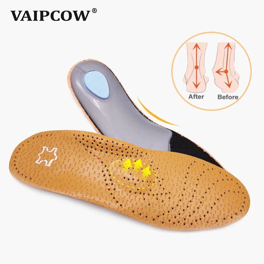 Leather orthotic insole for Flat Feet Arch Support orthopedic shoes sole Insoles for feet men and women and Children OX Leg