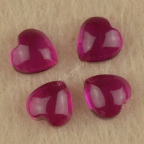 Hardness 9 3x3~20x20mm 5# Heart Shape Cut Flat Back Cabochon Red Corundum Stone Loose Synthetic Ruby Gems For Jewelry Making