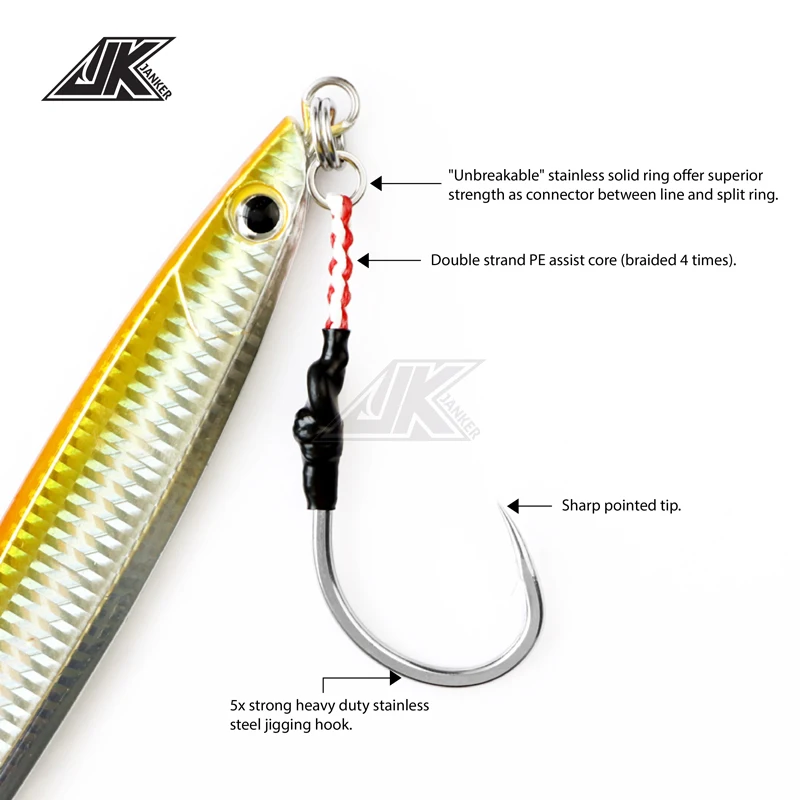 JK HVS Heavy Power Assist 7/0~13/0 Jigging Hooks Stainless Steel Lure Fishing Fishhook SaltwaterGame Catch Large Grouper 5X hook