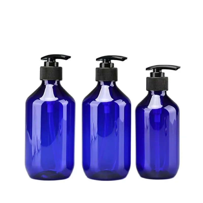 300ml 400ml Lotion Bottle Pump Blue Hand Sanitizer Refillable Plastic Liquid Soap Dispenser Shampoo Shower Gel Container 10pcs