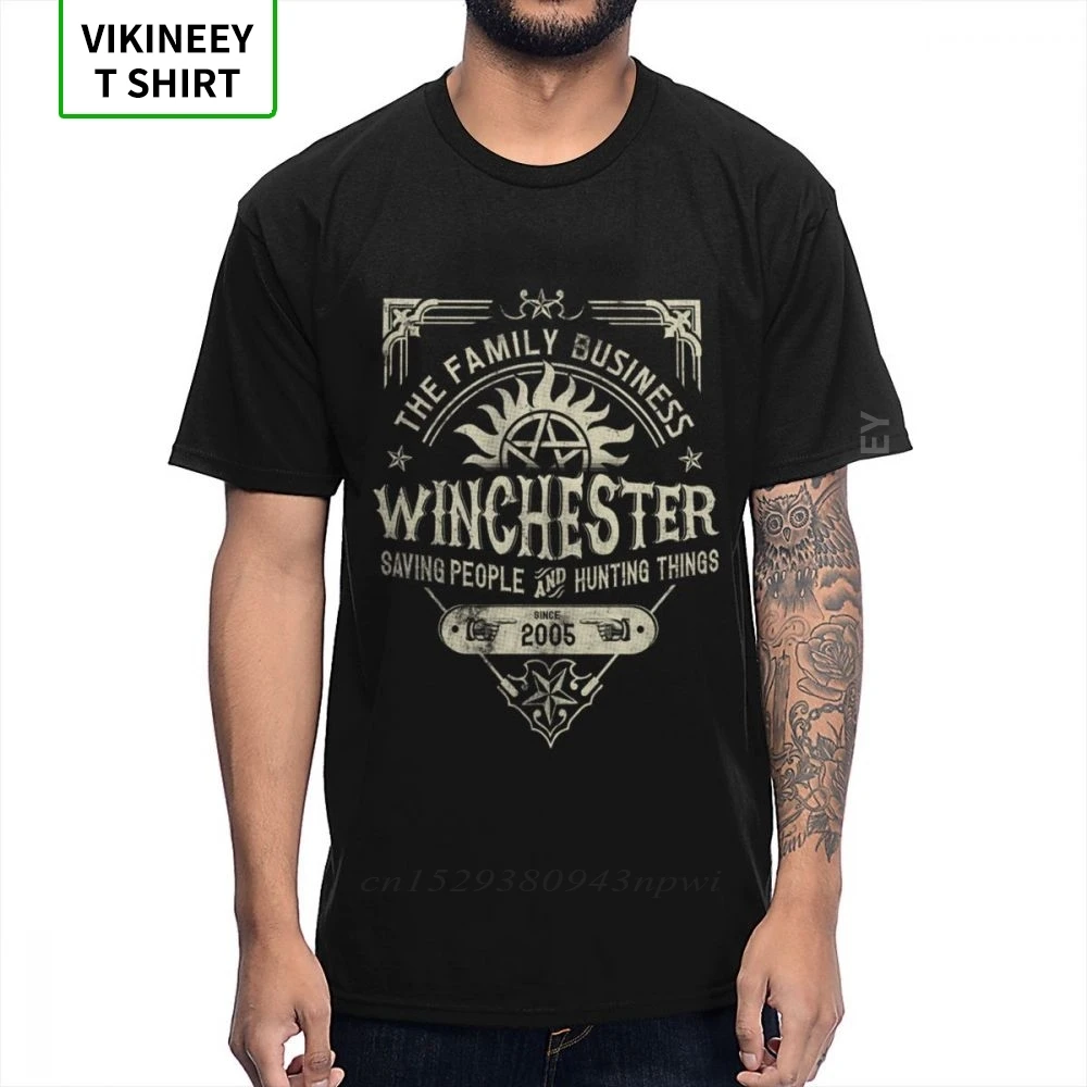 Hip Hop Supernatural Winchester Business T Shirt For Men 2020 New Design T-Shirt Big Size Homme Tee Shirt