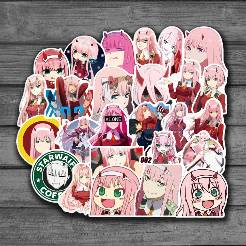 50Pcs DARLING In The FRANXX Anime Stickers ZERO TWO Scrapbooking Sticker for Laptop Skateboard Fridge Suitcase Toy Stickers