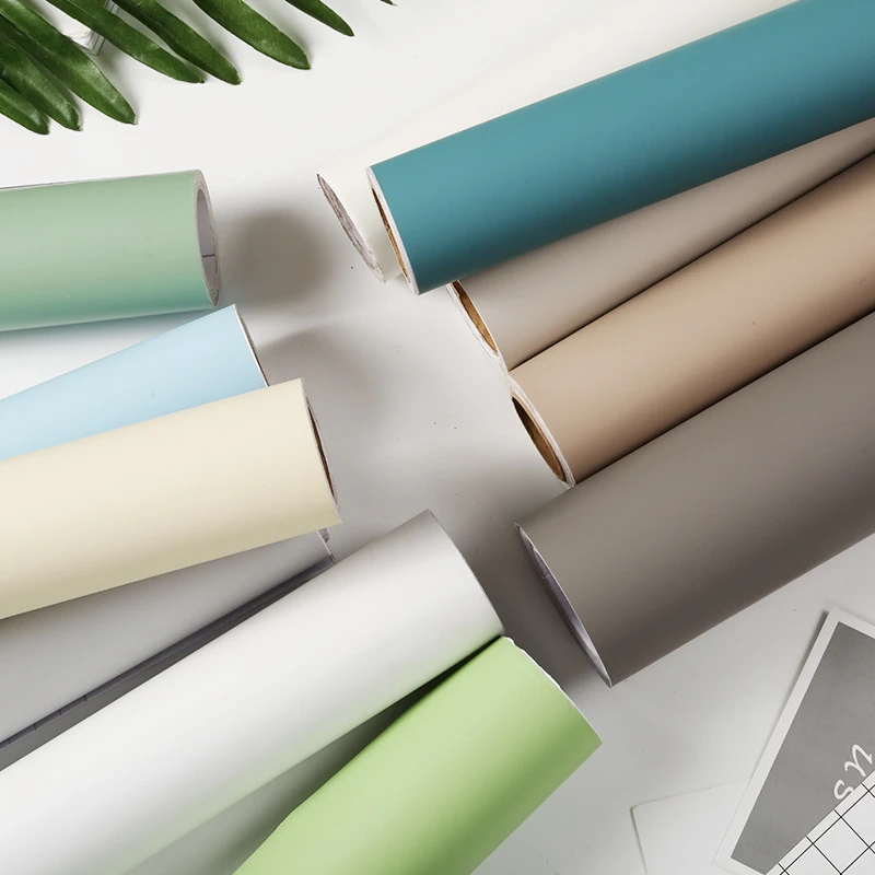 Solid Color Wallpaper Self-adhesive Tear And Stick Living Room Bedroom Study Furniture Protection Wall Sticker Home Decoration
