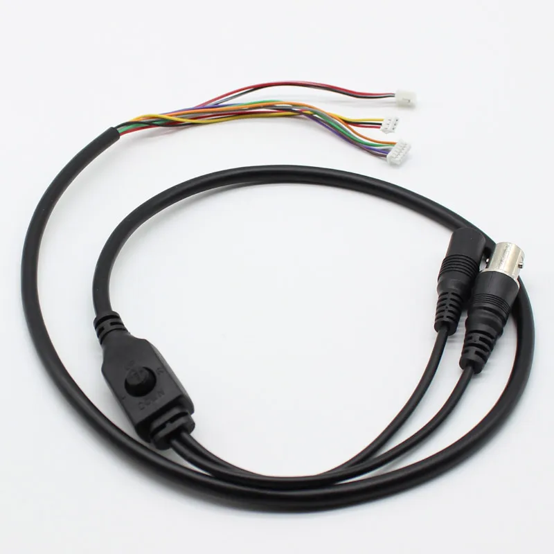 1.5T 11Pin BNC Video DC12V Power OSD Control Pigtail Cable Analog CCTV Camera Module Board Menu Button end cable, black, white