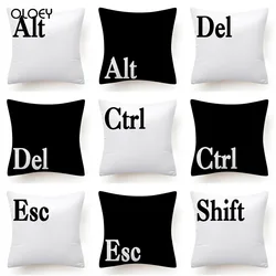 Keyboard Jeanette Alt Del Ctrl Letter Pattern Hug Cushion Cover Black and White Home Decor Home Car Comfort Cushion Cover    ...