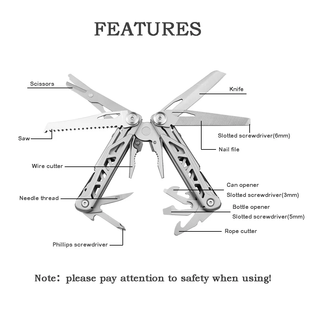 Camping Hardness HRC78K Multitool Plier Cable Wire Cutter Multifunctional Multi Tools Outdoor Camping Folding Knife Pliers EDC