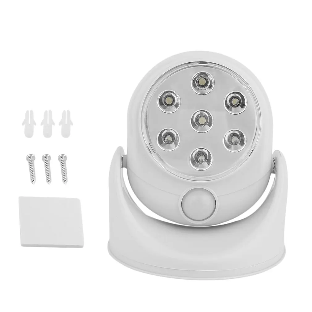Lámpara de luz inalámbrica con Sensor activado por movimiento, lámpara de pared con rotación de 360 grados, luces blancas para porche, iluminación interior y exterior