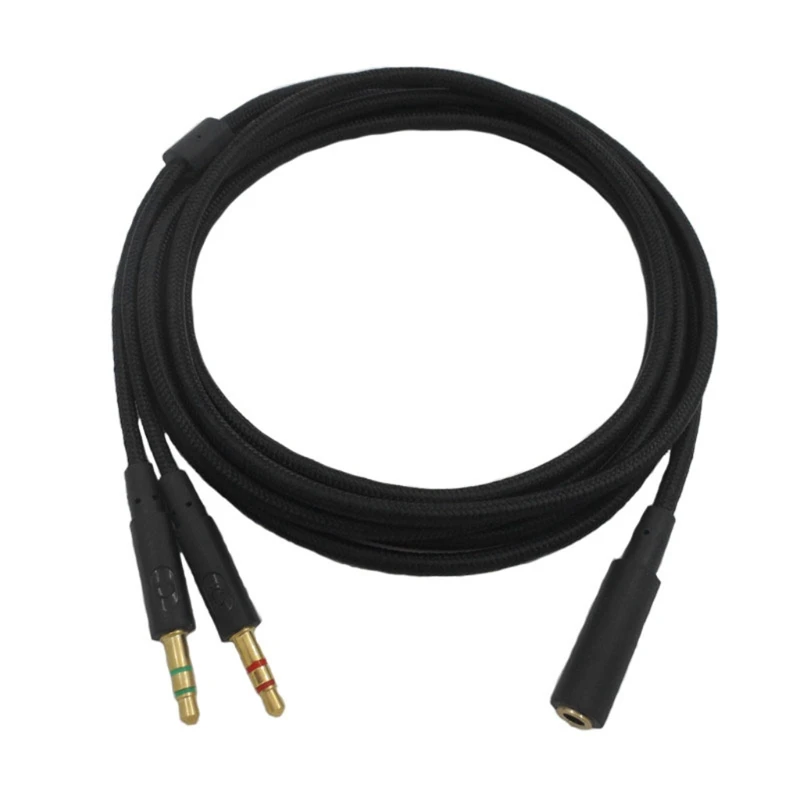 3.5mm Universal 2 in 1 Gaming Headset Audio Extend Cable For HyperX Cloud II/Alpha/Flight/Core Headphone