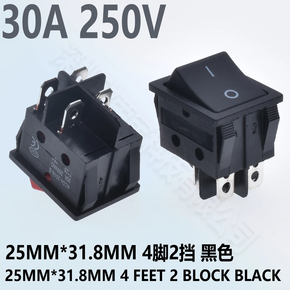 5pcs 30A 250V KCD2 KCD4 Rocker Switch DPST 4 Pin 6Pin Red Lighted 120V Rocker Toggle Switch ON Off Heavy Duty 22*29 High voltage