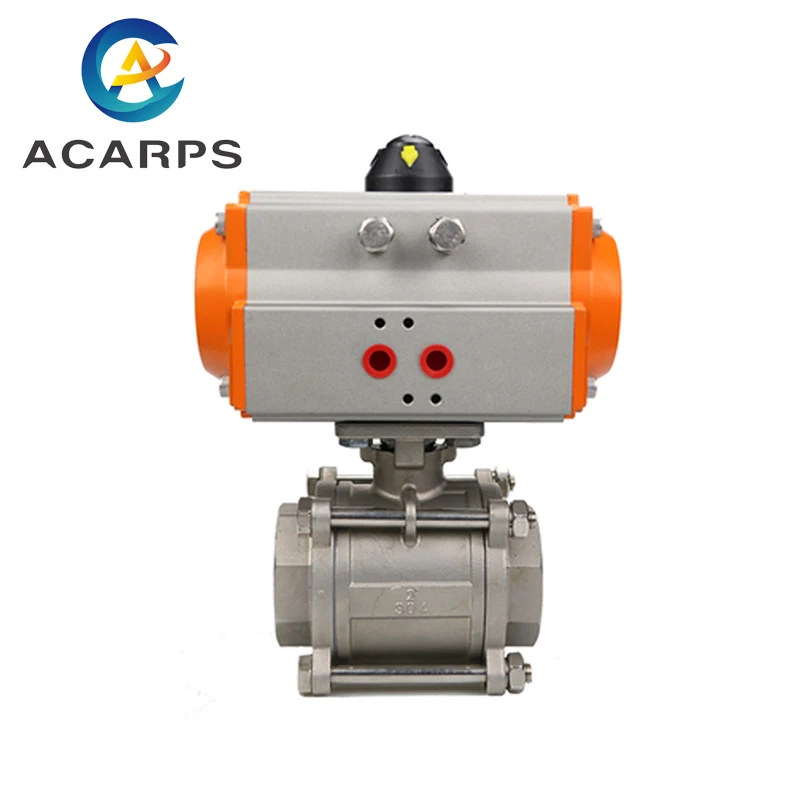 

1/4" 3/8" 1/2" 3/4" 1" Three piece High Platform Pneumatic Ball Valve 304 Stainless steel Q611F-16P Double Acting Cylinder