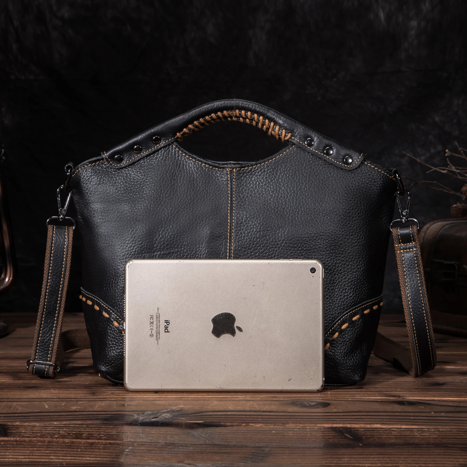 Crazy Horse LEATHER Brand High Quality Luxury Ladies Casual Design handbag Shoulder bag Women female ol elegant Tote bag 6640