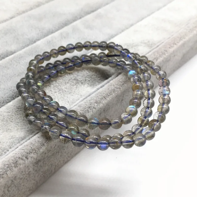 AA Quality 4 MM Nature Labradonite Round Bead Woman Bracelet 53 CM Girl Necklace Not Glass Gary Moon Stone New Hot Jewelry